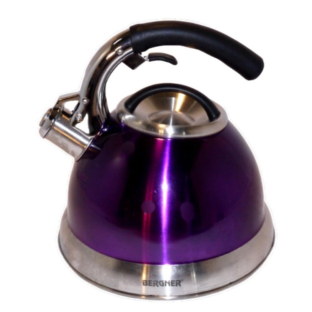 Bergner purple stovetop Tea Kettle #1590 8.5" round at bottom 9.5" tall
